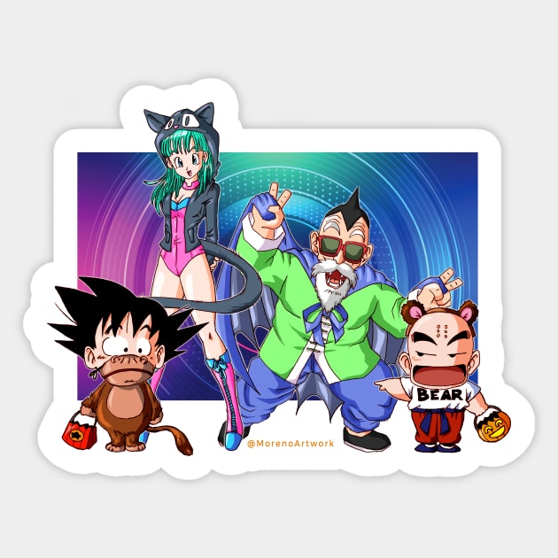 Dragon Ball Halloween (Kid Goku, Krillin, Bluma, Roshi) ドラゴンボール Sticker by MorenoArtwork